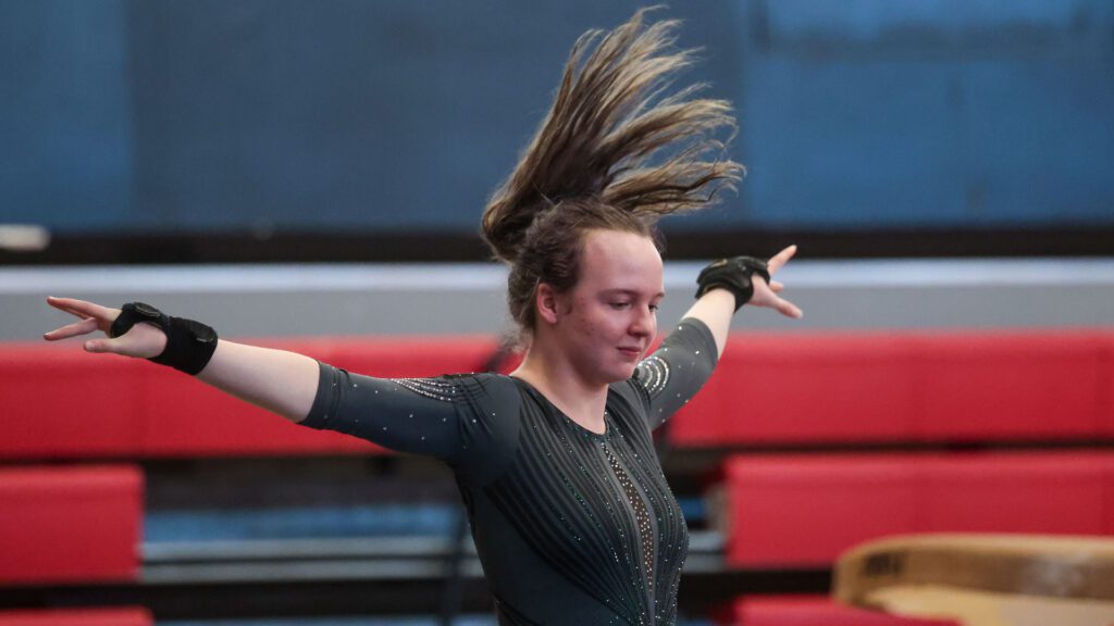 Lawrence, Free State FireLions Gymnastics at Sunflower League championship meet-130