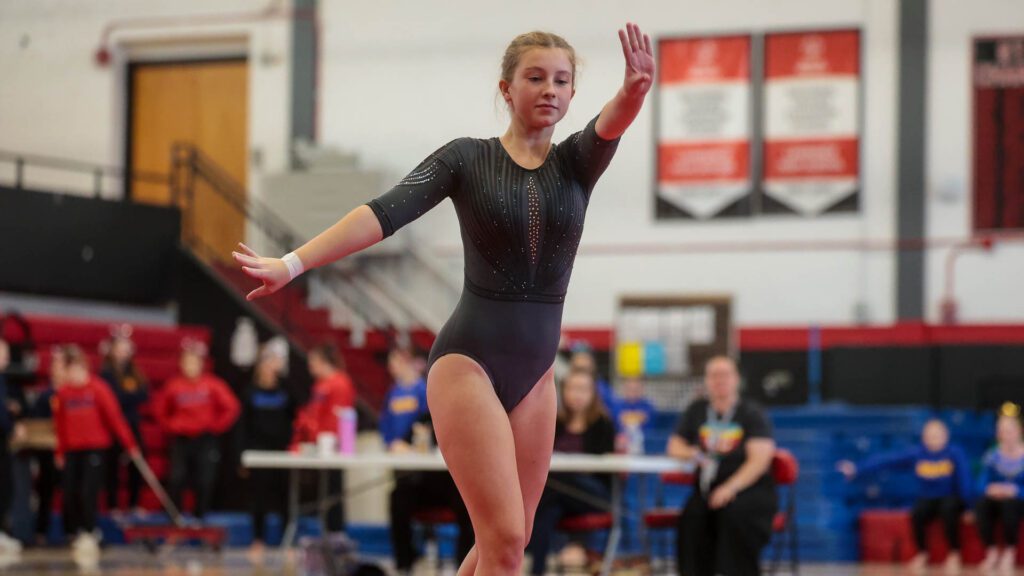 Lawrence, Free State FireLions Gymnastics at Sunflower League championship meet-136