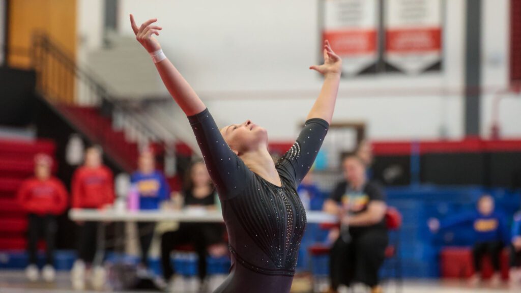 Lawrence, Free State FireLions Gymnastics at Sunflower League championship meet-146