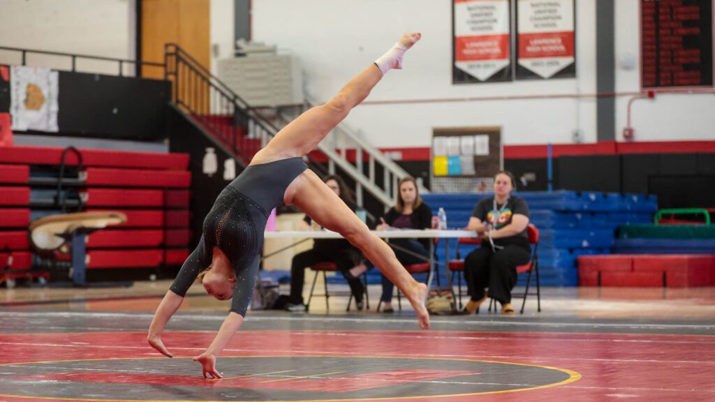 Lawrence, Free State FireLions Gymnastics at Sunflower League championship meet-151