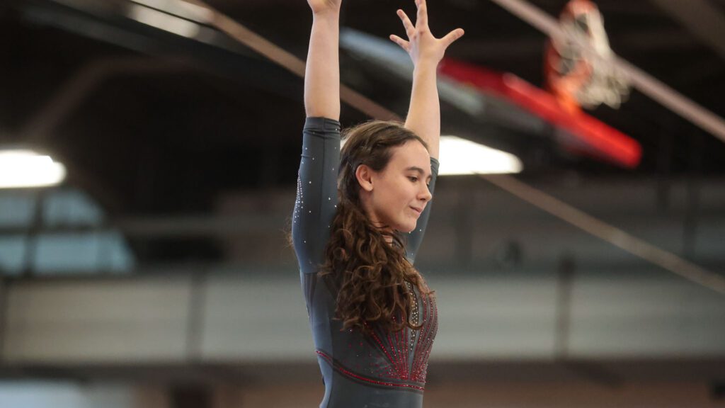 Lawrence, Free State FireLions Gymnastics at Sunflower League championship meet-18