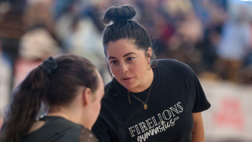 Lawrence, Free State FireLions Gymnastics at Sunflower League championship meet-26