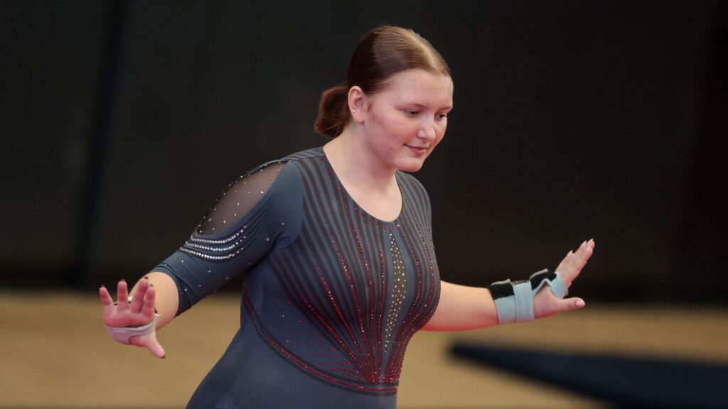 Lawrence, Free State FireLions Gymnastics at Sunflower League championship meet-97